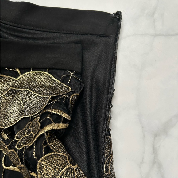 Anthropologie Eva Franco Gilt Bouquet Skirt Black Gold Lace - Picture 13 of 16